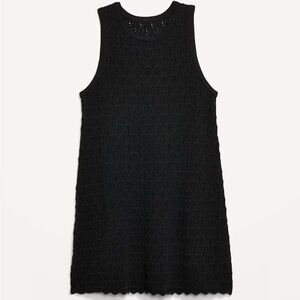 Old Navy Black Sleeveless Crochet Tunic Sweater